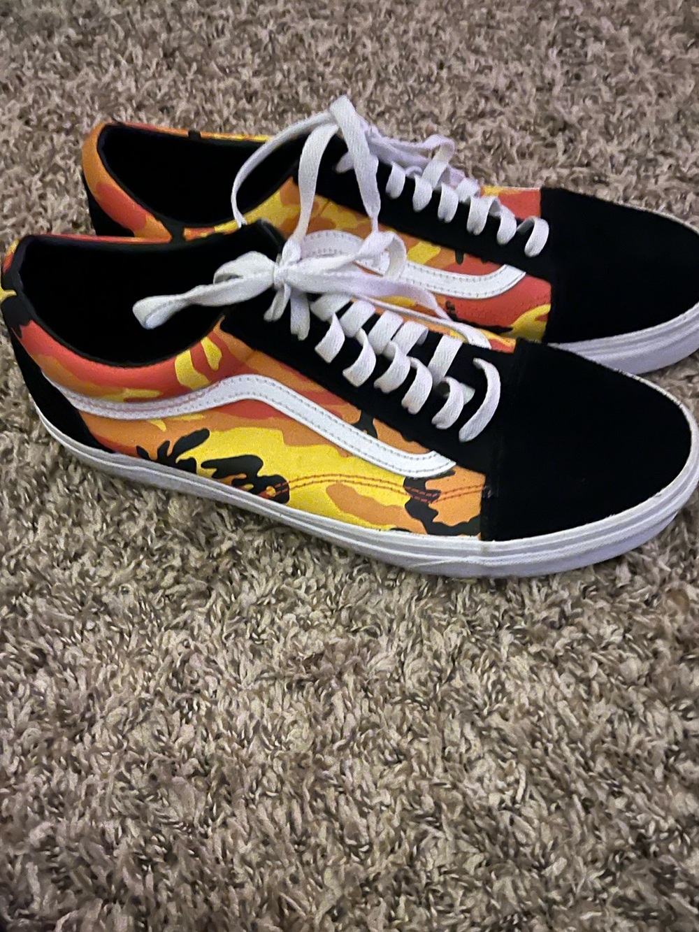 Vans Orange Yellow Black Canvas Low-Top Sneakers